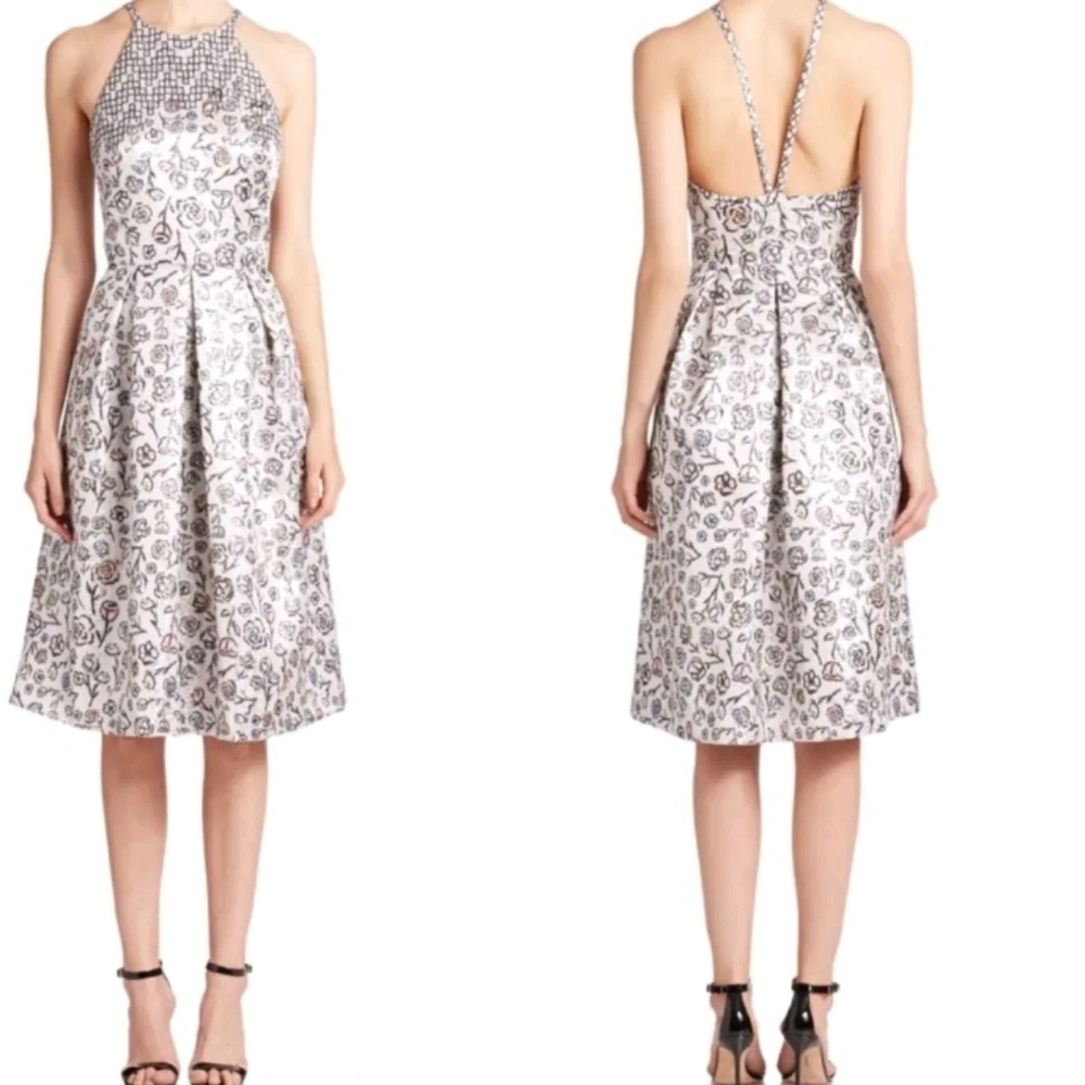 Phoebe by Kay Unger women's dress floral shimmery couture cocktail size …